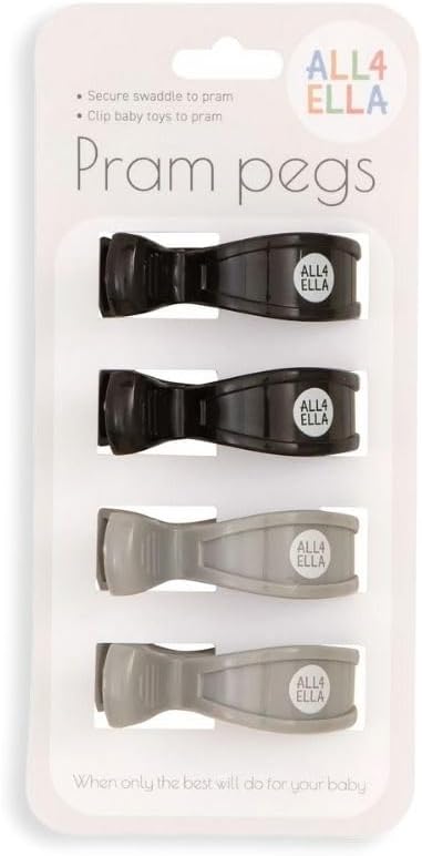 All4Ella Pram Pegs, Grey/Black - Image 1